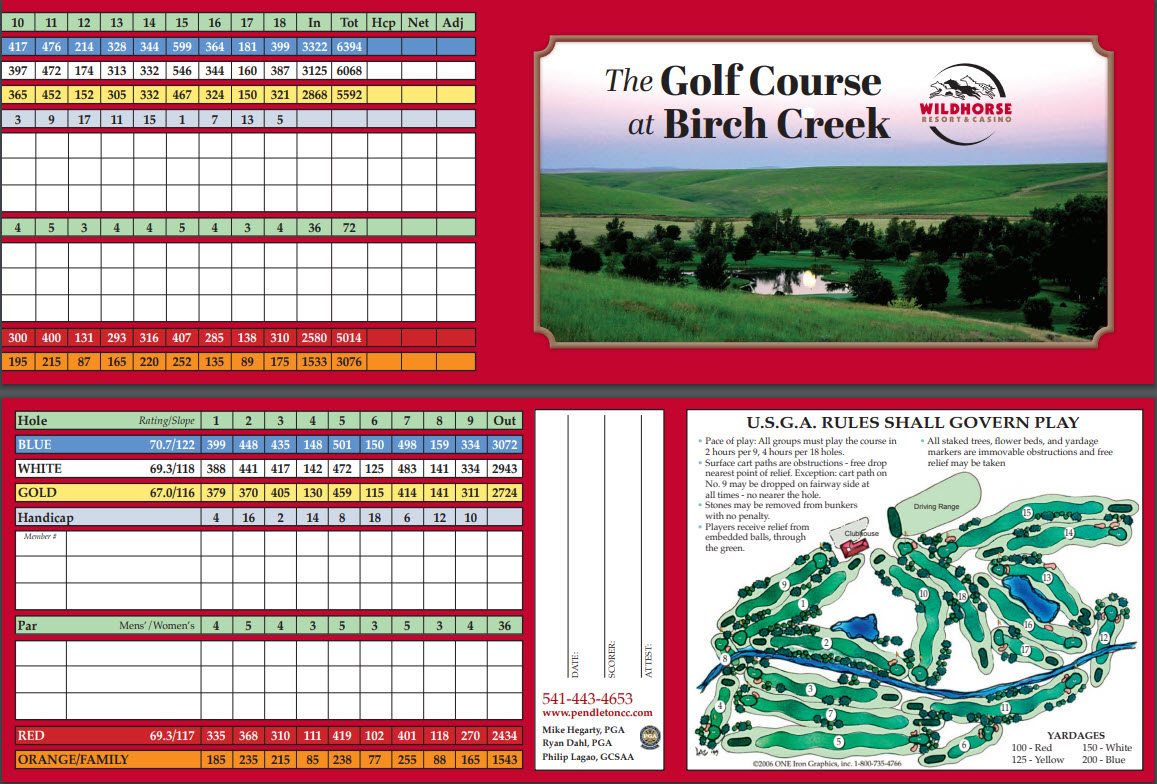 Rates / Scorecard Golf Course at Birch Creek